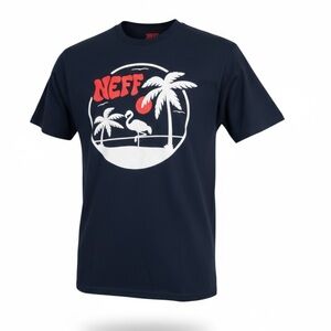 🌴 NEFF Flamingo Tee w/ Pocket | Navy Blue Graphic Back Hit –‎ Size M